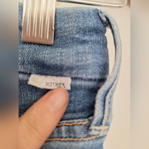 Mother the looker Ankle Fray Blue with  red stripes jeans size 25 - Picture 4 of 10